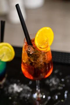 Composition of various coktails on the counter Stock Photos