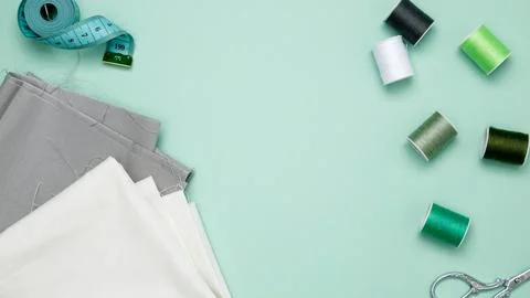 Composition with various threads and sewing accessories Stock Photos