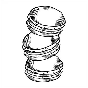 Composition with vector sweets and macarons. Macarons, sweets, and pastries.. Stock Illustration