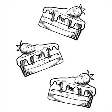 Composition with vector sweets, cake, and berries. Cake and berries for men.. 스톡 일러스트