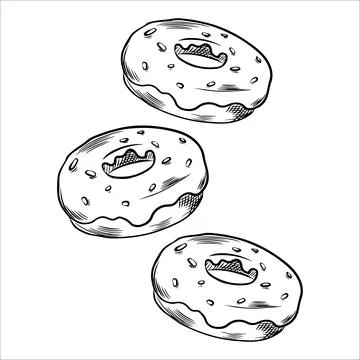 Composition with vector sweets, donuts. Donut, sweet, cake for menus, decor.. 스톡 일러스트