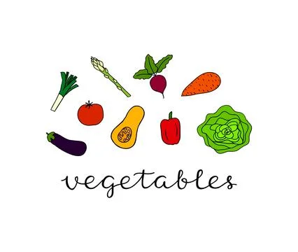 Composition with vegetables and lettering. Illustrazione stock