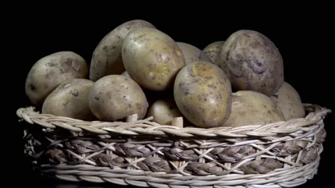 Composition of vegetables, rotation of a basket with root vegetables, potatoe Stock Footage 158704146