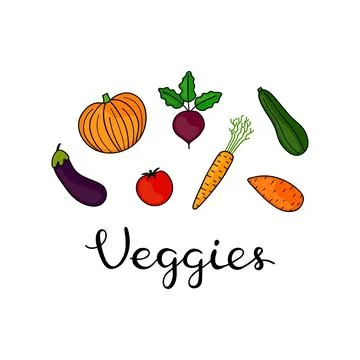 Composition with veggies and lettering. Stock Illustration