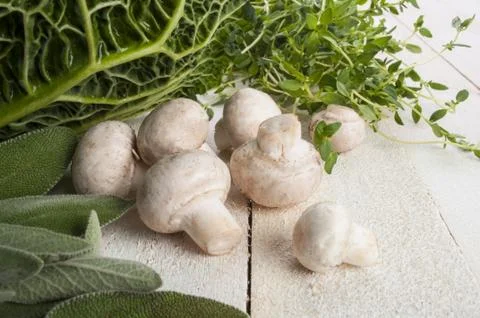 Composition of veggies on wooden table surface Stock Photos