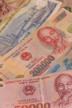A composition of Vietnamese dong VND banknotes Stock Photos
