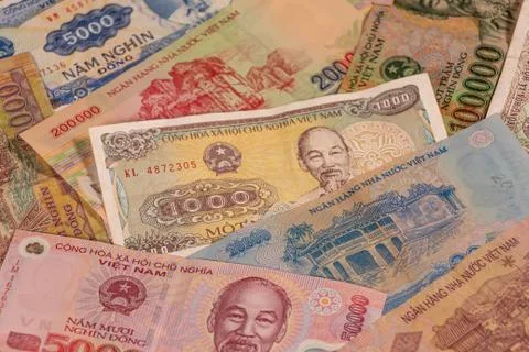 A composition of Vietnamese dong VND banknotes Stock Photos