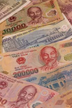 A composition of Vietnamese dong VND banknotes Stock Photos