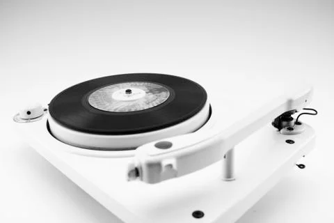 Composition with vintage record player and record Stock Photos