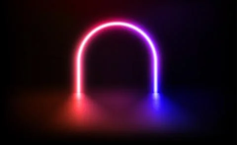 Composition with vivid neon arc. 3d vector illustration Stock Illustration