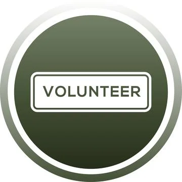 Composition of volunteer text and circle on white background Stock Photos