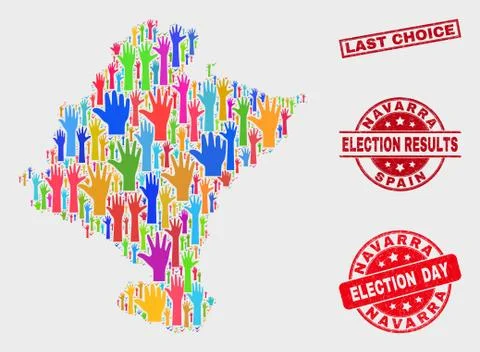 Composition of Vote Navarra Province Map and Distress Last Choice Stamp Illustrazione stock