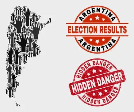 Composition of Voting Argentina Map and Distress Hidden Danger Watermark Stock Illustration