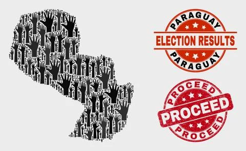 Composition of Voting Paraguay Map and Distress Proceed Seal Stock Illustration