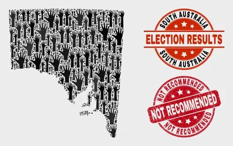 Composition of Voting South Australia Map and Scratched Not Recommended Seal Illustrazione stock