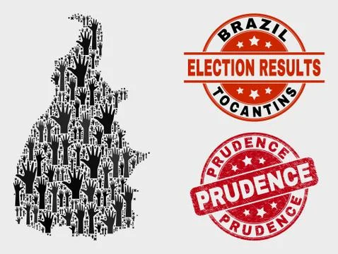 Composition of Voting Tocantins State Map and Scratched Prudence Watermark Illustrazione stock