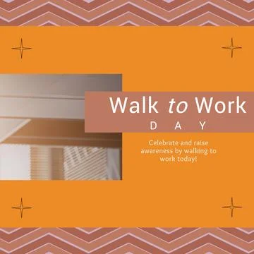 Composition of walk to work day text and copy space on patterned background 写真素材