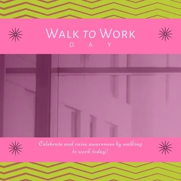 Composition of walk to work day text and copy space on patterned background 写真素材