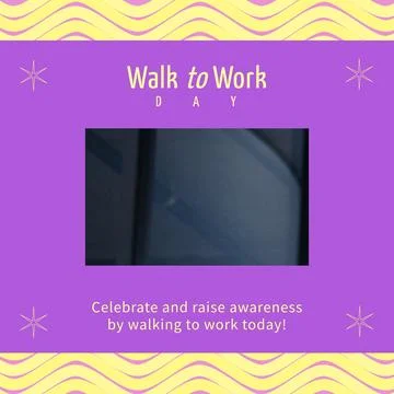 Composition of walk to work day text and copy space on patterned background 写真素材