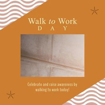 Composition of walk to work day text and copy space on patterned background 写真素材