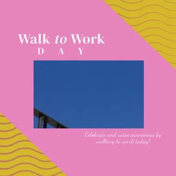 Composition of walk to work day text and copy space on patterned background 写真素材