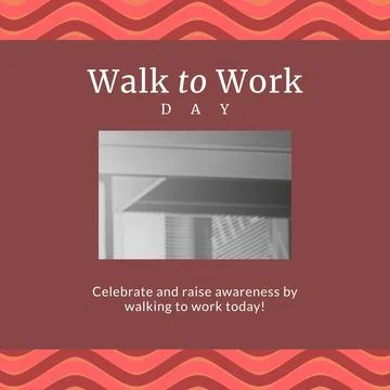 Composition of walk to work day text and copy space on patterned background 写真素材