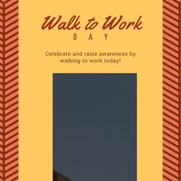 Composition of walk to work day text and copy space on patterned background 写真素材