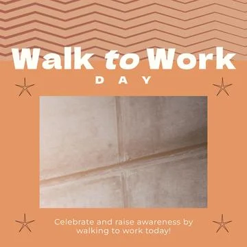 Composition of walk to work day text and copy space on patterned background 写真素材