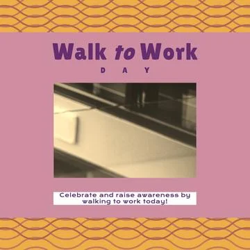 Composition of walk to work day text and copy space on patterned background 写真素材