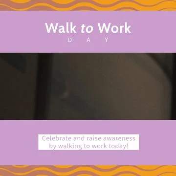 Composition of walk to work day text and copy space on patterned background 写真素材