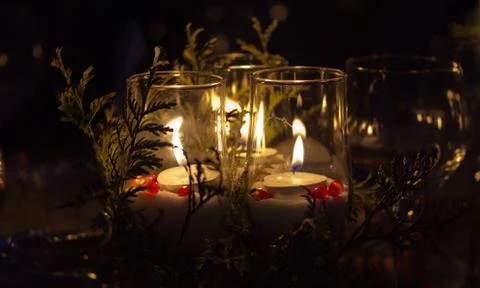 Composition, warming on a cold winter evening Stock Photos