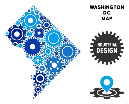 Composition Washington DC Map of Gears Illustrazione stock