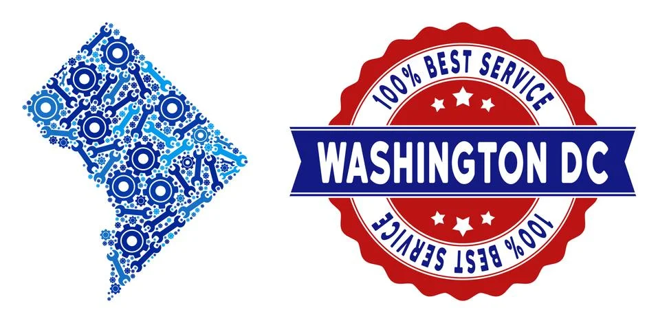 Composition Washington DC Map of Service Tools Illustrazione stock
