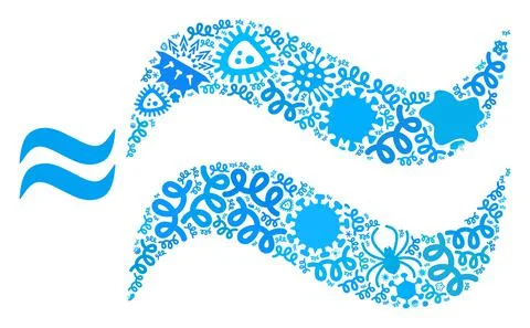 Composition Water Waves Icon of Infection Microbes Illustrazione stock