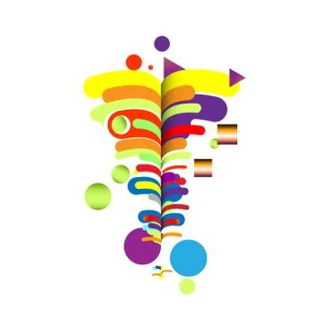 Composition waterfall, tropical made of various rounded shapes in color Stock Illustration