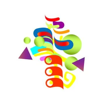 Composition waterfall, tropical made of various rounded shapes in color Illustrazione stock