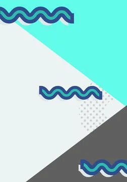 Composition of wave and dot patterns on diagonally divided blue and grey Stock Illustration