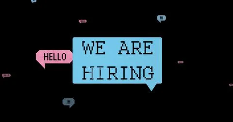 Composition of we are hiring text over black background Ilustração Stock
