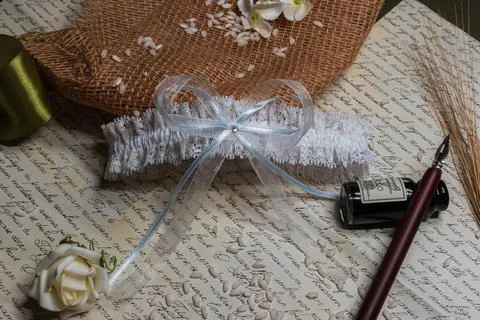 Composition for wedding with garter Stock Photos