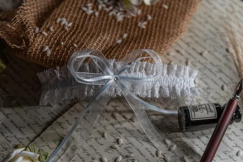 Composition for wedding with garter Stock Photos