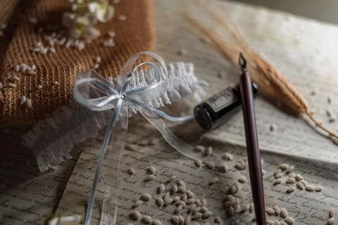 Composition for wedding with garter Stock Photos