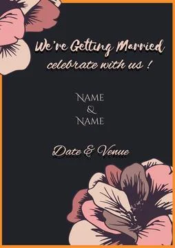 Composition of wedding invitation text over indian pattern on grey background Stock Illustration