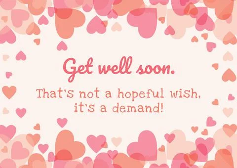 Composition of well wishes text with pink hearts Ilustração Stock