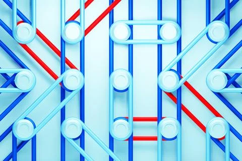 A composition in which bright multi-colored re-ins are stretched on buttons.  库存照片