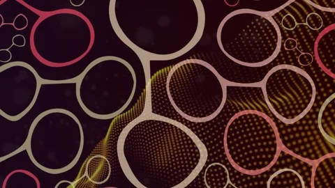 Composition of white chemical compounds structures on white and orange Stock Footage 326034631