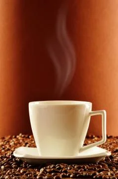 Composition with white cup of coffee Stock Photos