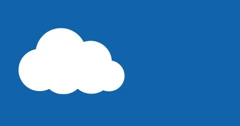 Composition of white digital cloud and copy space on blue background Illustrazione stock