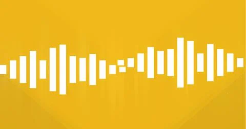 Composition of white graphic music equalizer over yellow background Illustrazione stock