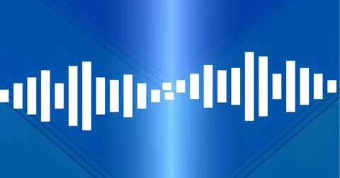 Composition of white graphic music equalizer over blue background Illustrazione stock
