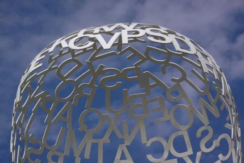 Composition with white letters on a blue sky Stock Photos